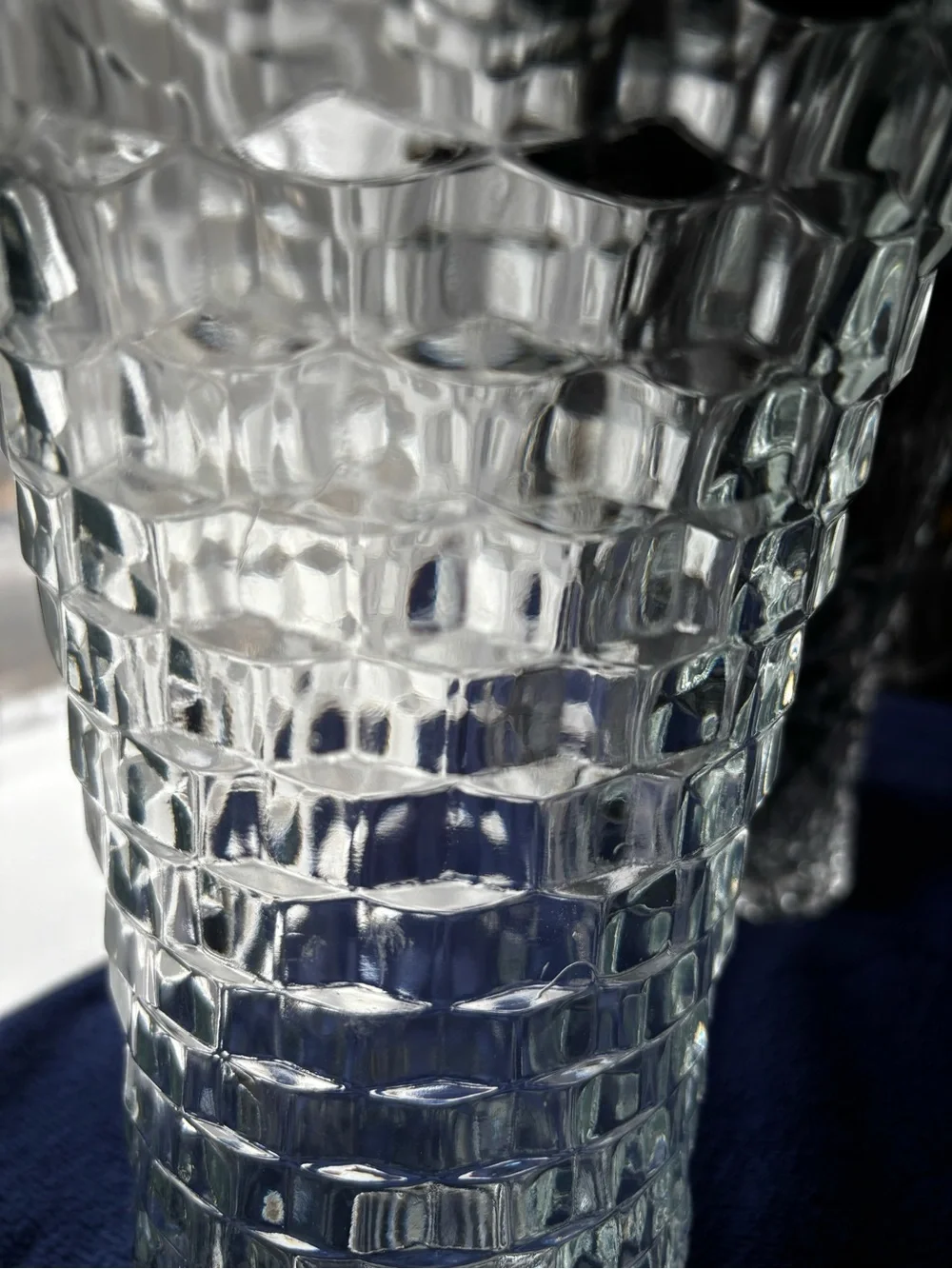 Highly Collectible Vintage Whitehall Cubist Clear Glass Flared Flower Vase -10”